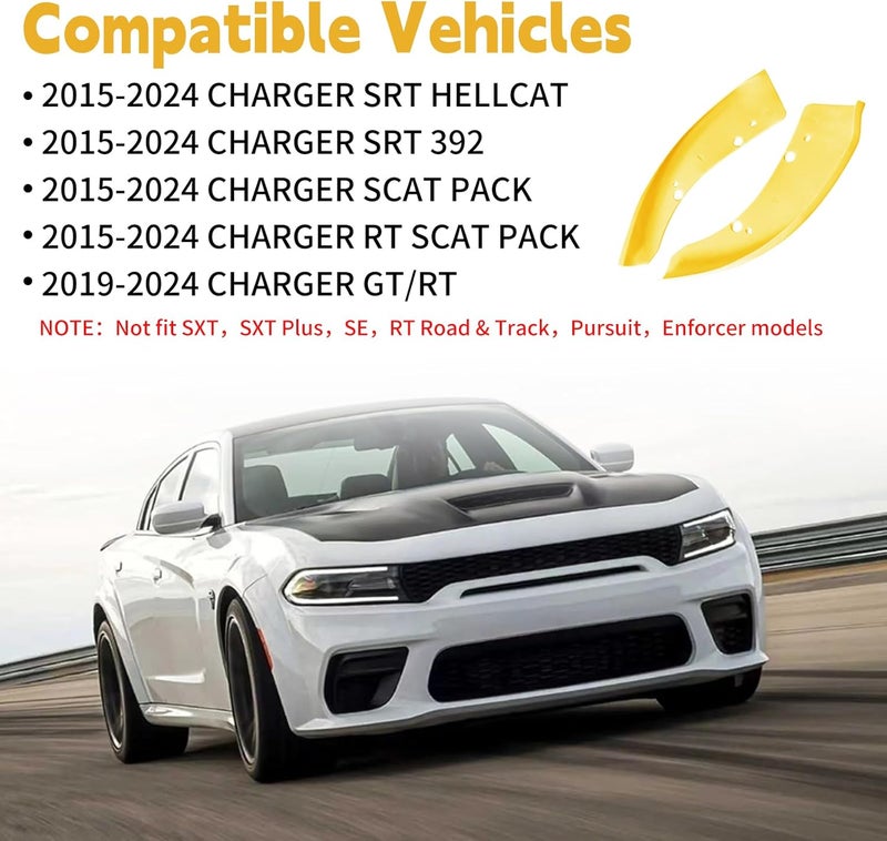 TENGBASE Dodge Charger Front Bumper Lip Splitter Protector Guard for 2015-2023 | Yellow Spoiler Lip Compatible with Charger SRT 392, Scat Pack, RT, GT - Image 3